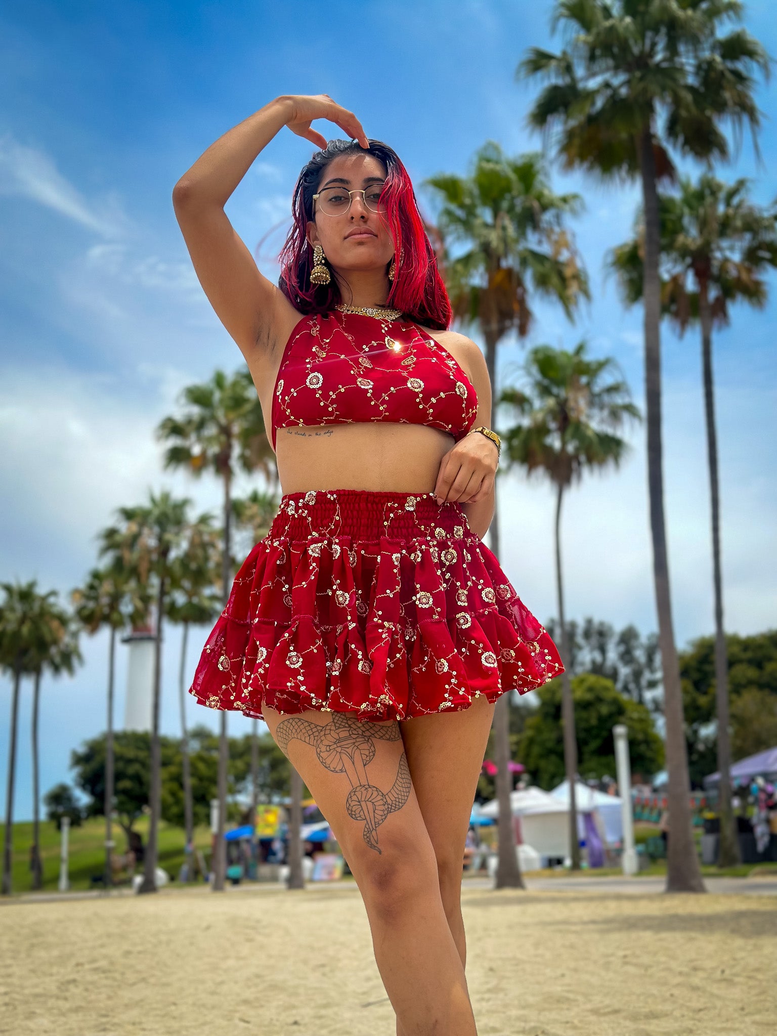 Rose Rani Micro Mini Gehr Skirt Set