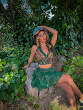Load image into Gallery viewer, Emerald Flower Halter Top
