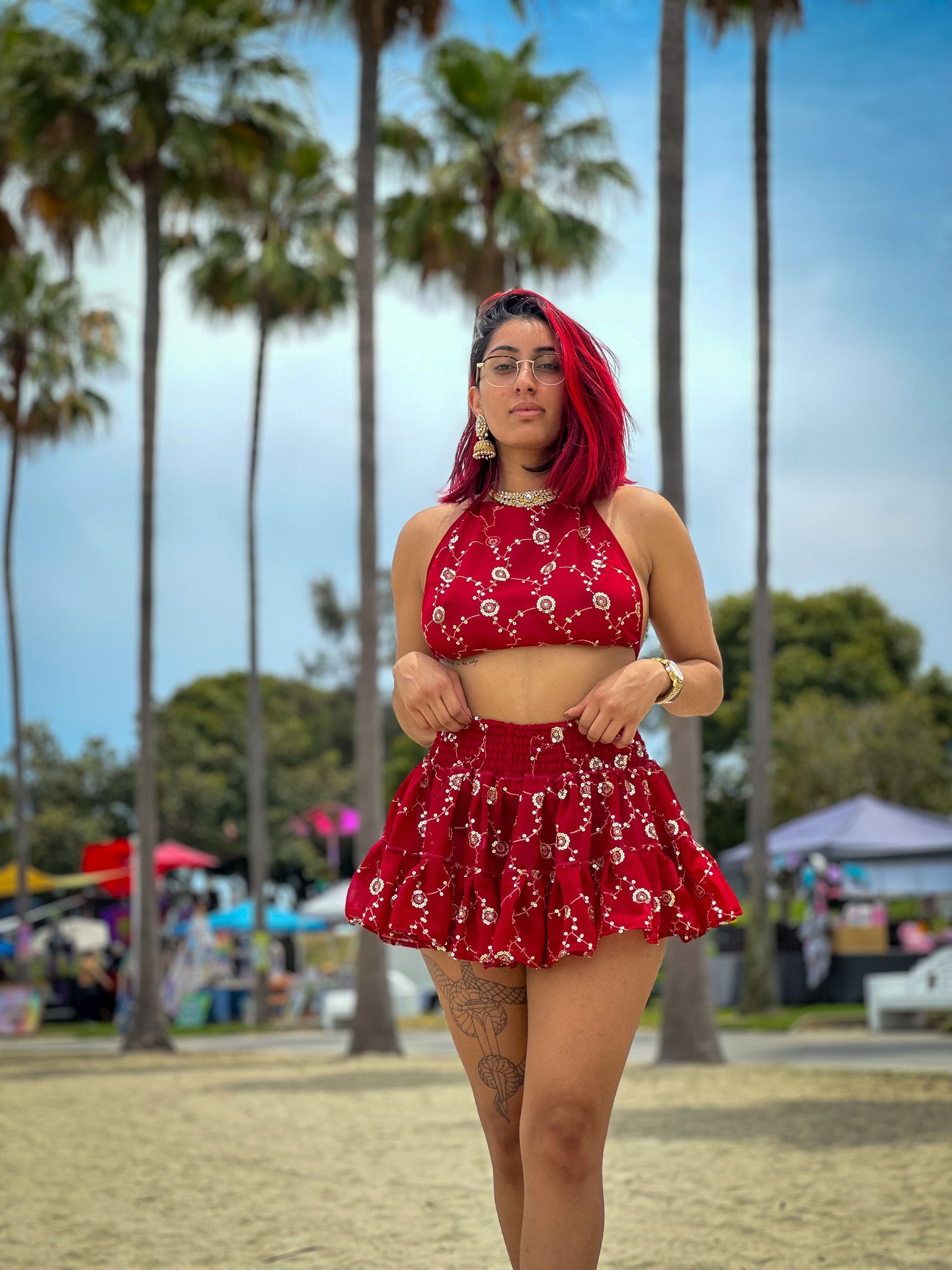 Rose Rani Micro Mini Gehr Skirt Set