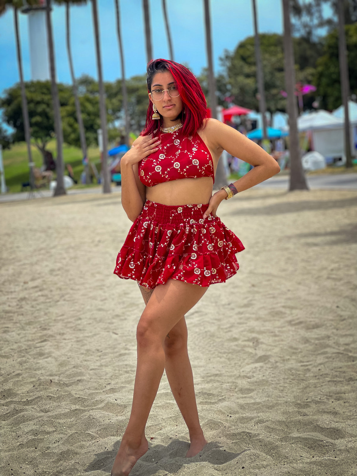 Rose Rani Micro Mini Gehr Skirt Set