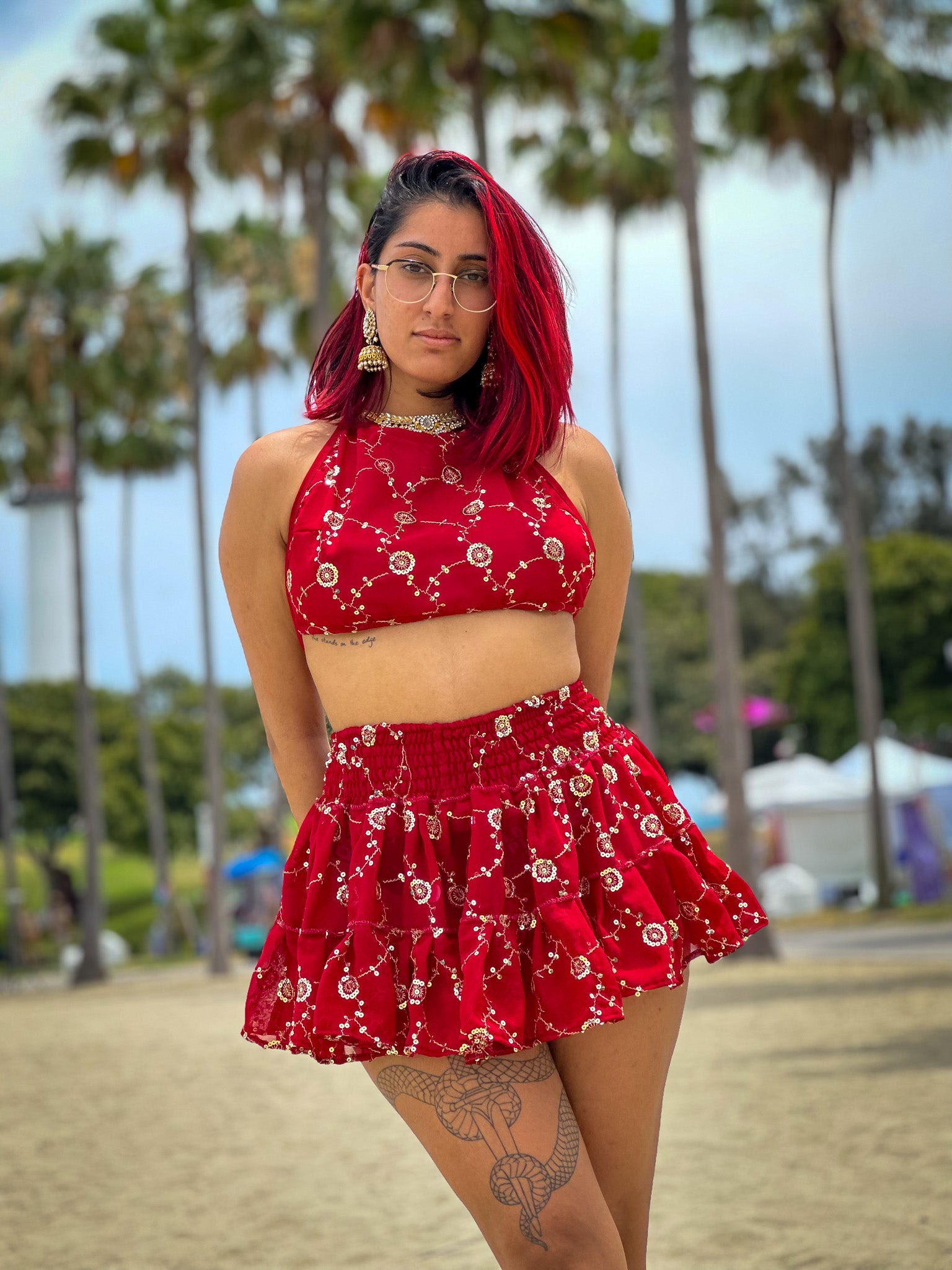 Rose Rani Micro Mini Gehr Skirt Set
