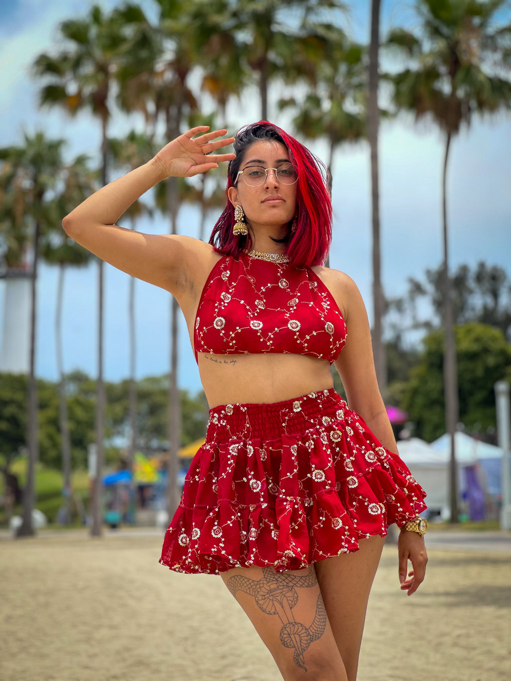 Rose Rani Micro Mini Gehr Skirt Set