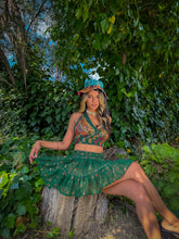 Load image into Gallery viewer, Emerald Flower Halter Top
