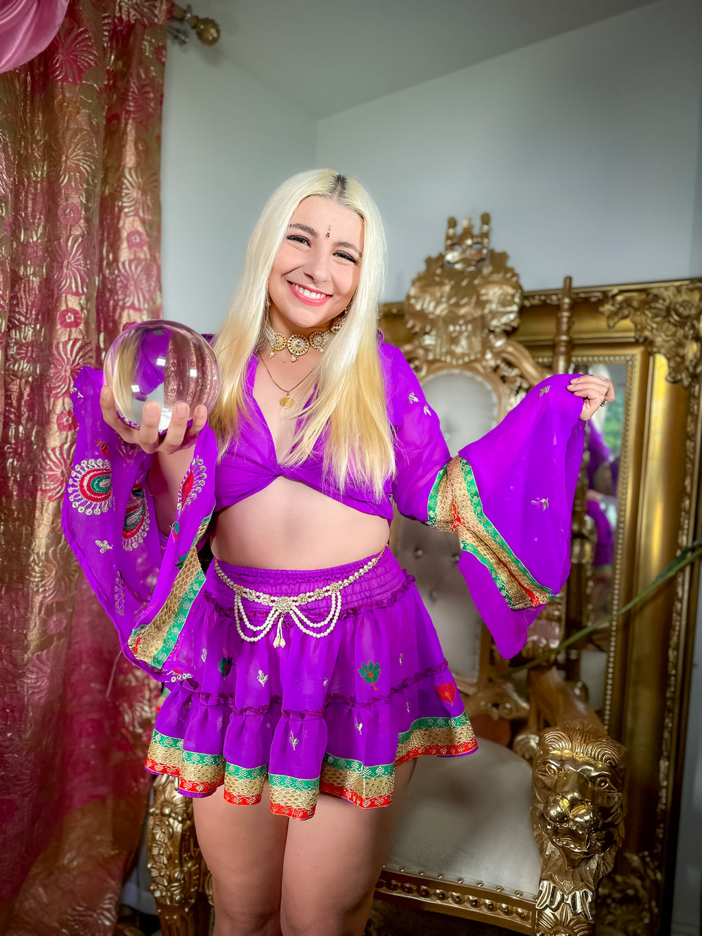 Violet Peacock Micro Mini Gehr Skirt Set