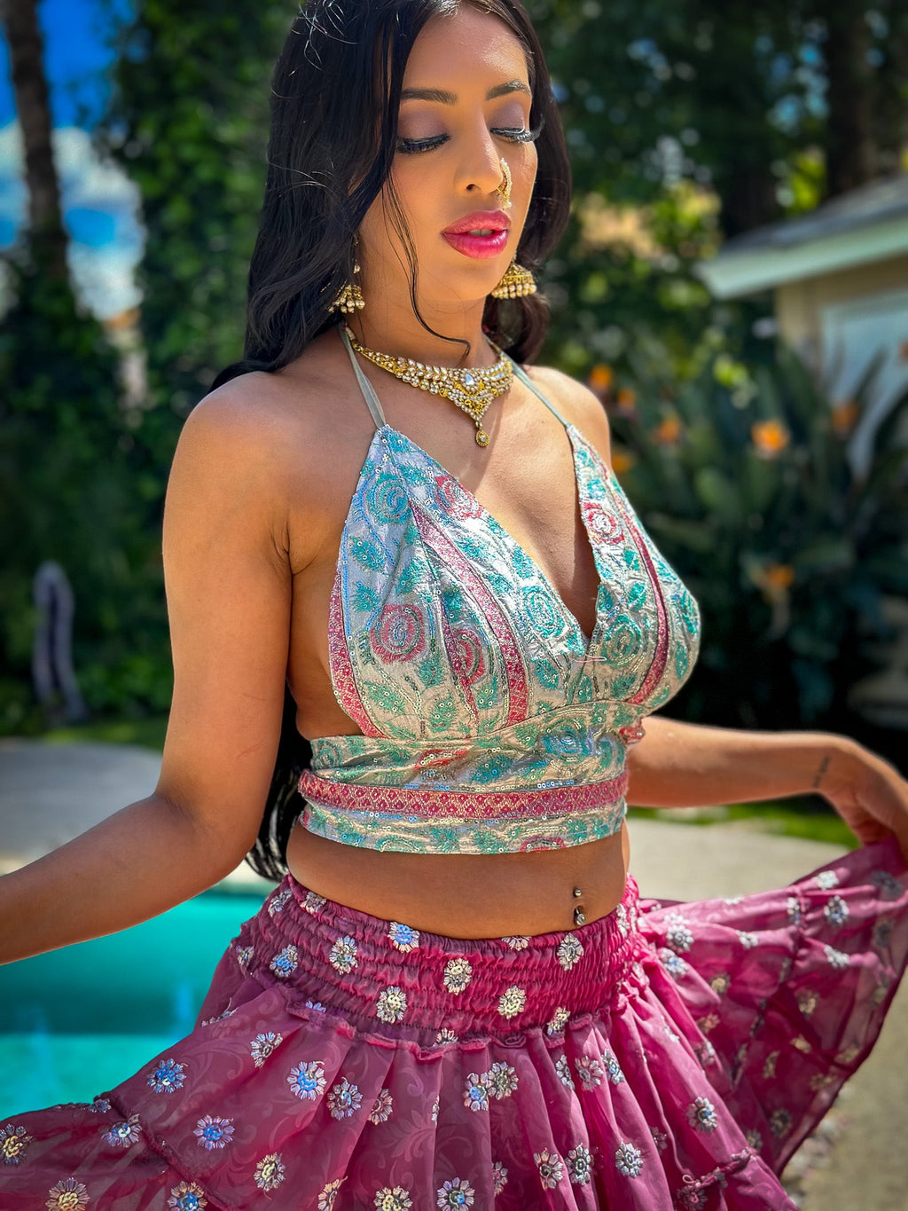 Diamond Rose Micro Mini Gehr Skirt