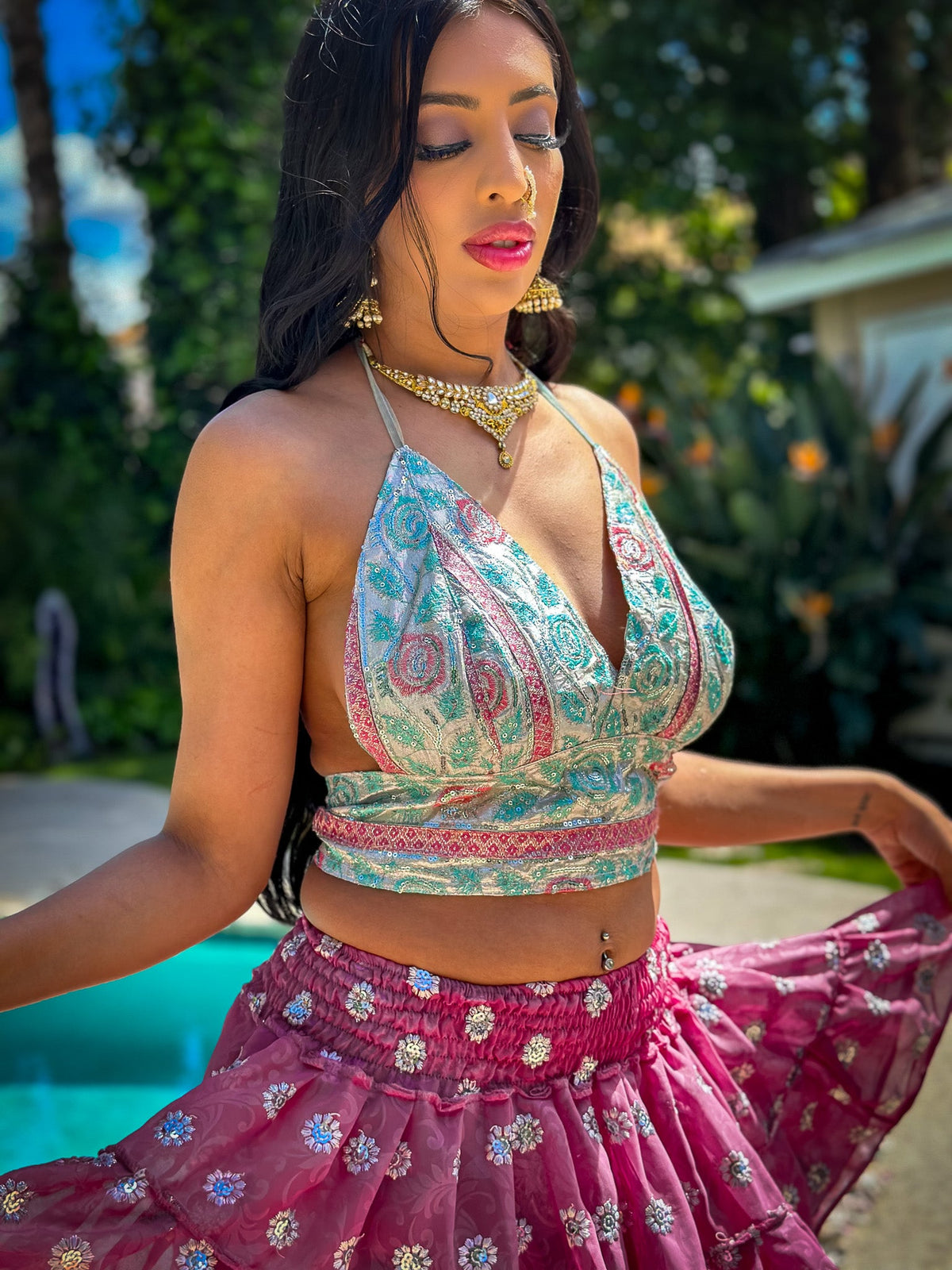 Diamond Rose Micro Mini Gehr Skirt