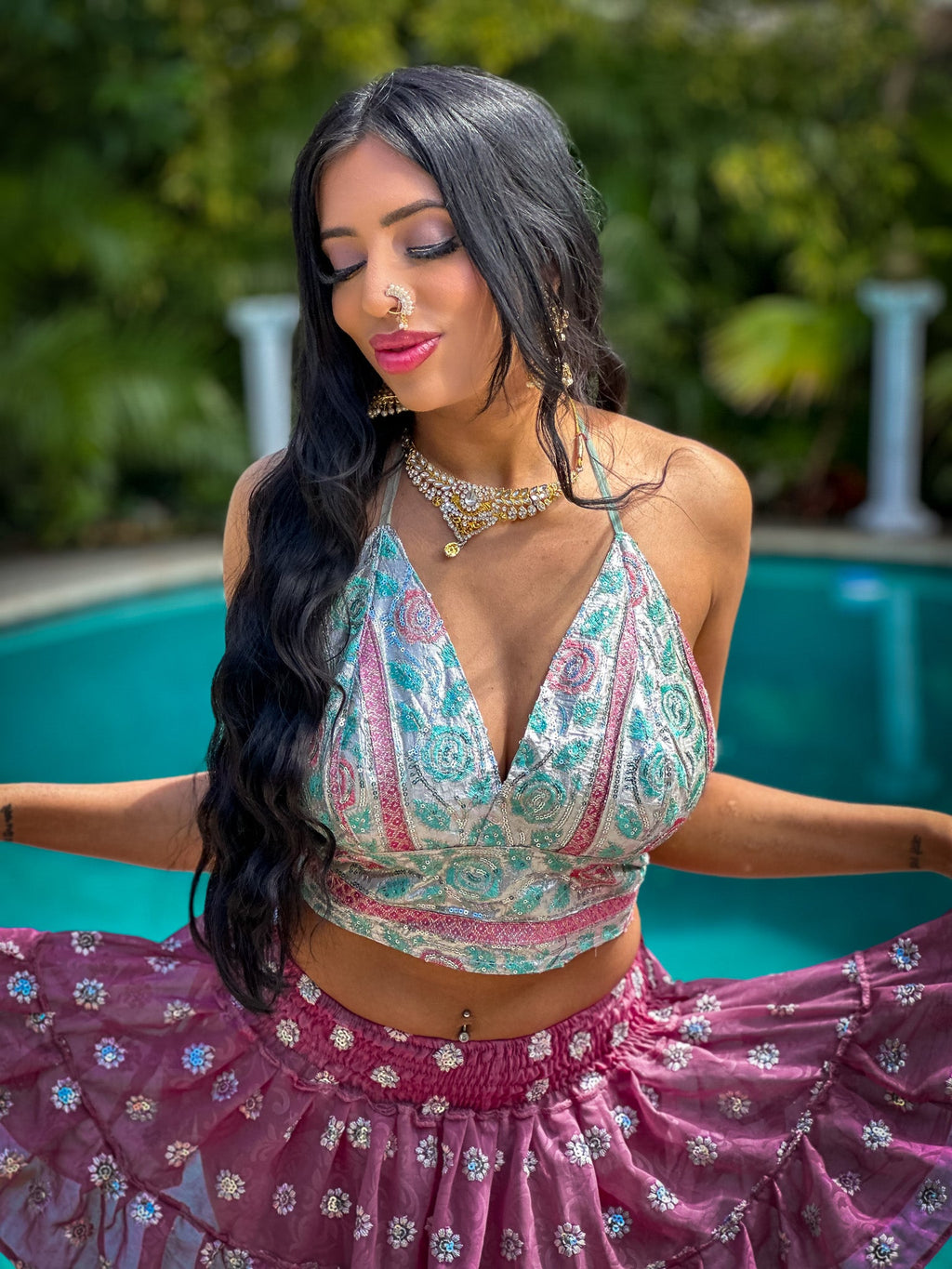 Diamond Rose Micro Mini Gehr Skirt