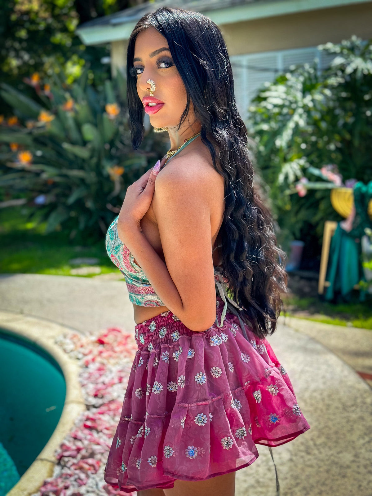 Diamond Rose Micro Mini Gehr Skirt