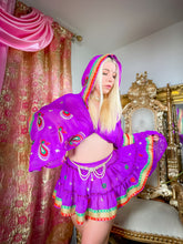 Load image into Gallery viewer, Violet Peacock Micro Mini Skirt Set
