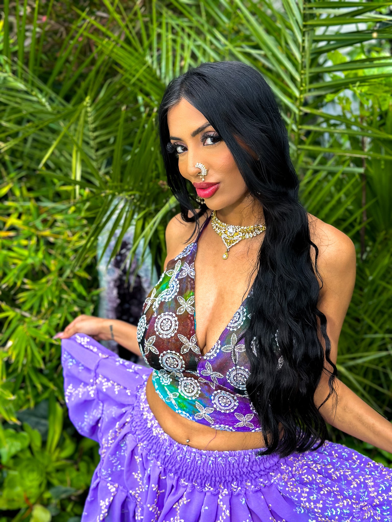 Lilac Flowers Micro Mini Skirt