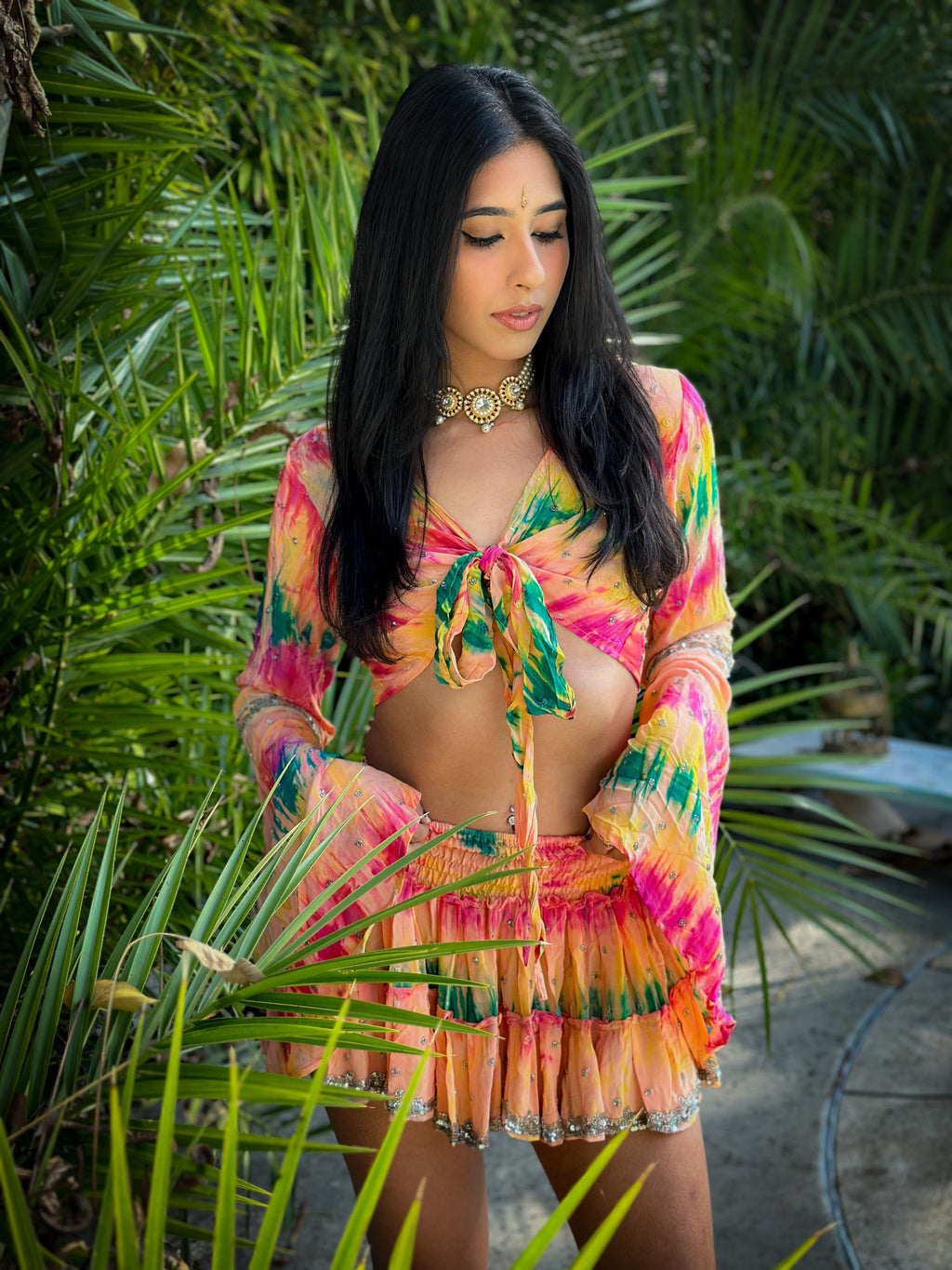 rainbow aura Micro Mini Gehr Skirt Set