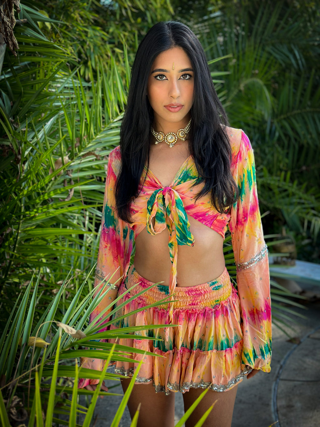 rainbow aura Micro Mini Gehr Skirt Set