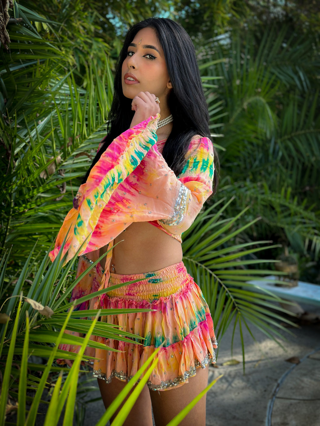 rainbow aura Micro Mini Gehr Skirt Set