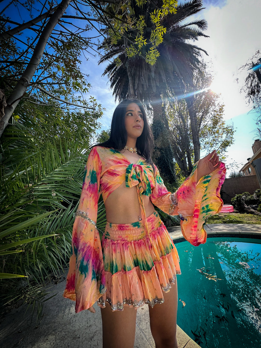 rainbow aura Micro Mini Gehr Skirt Set