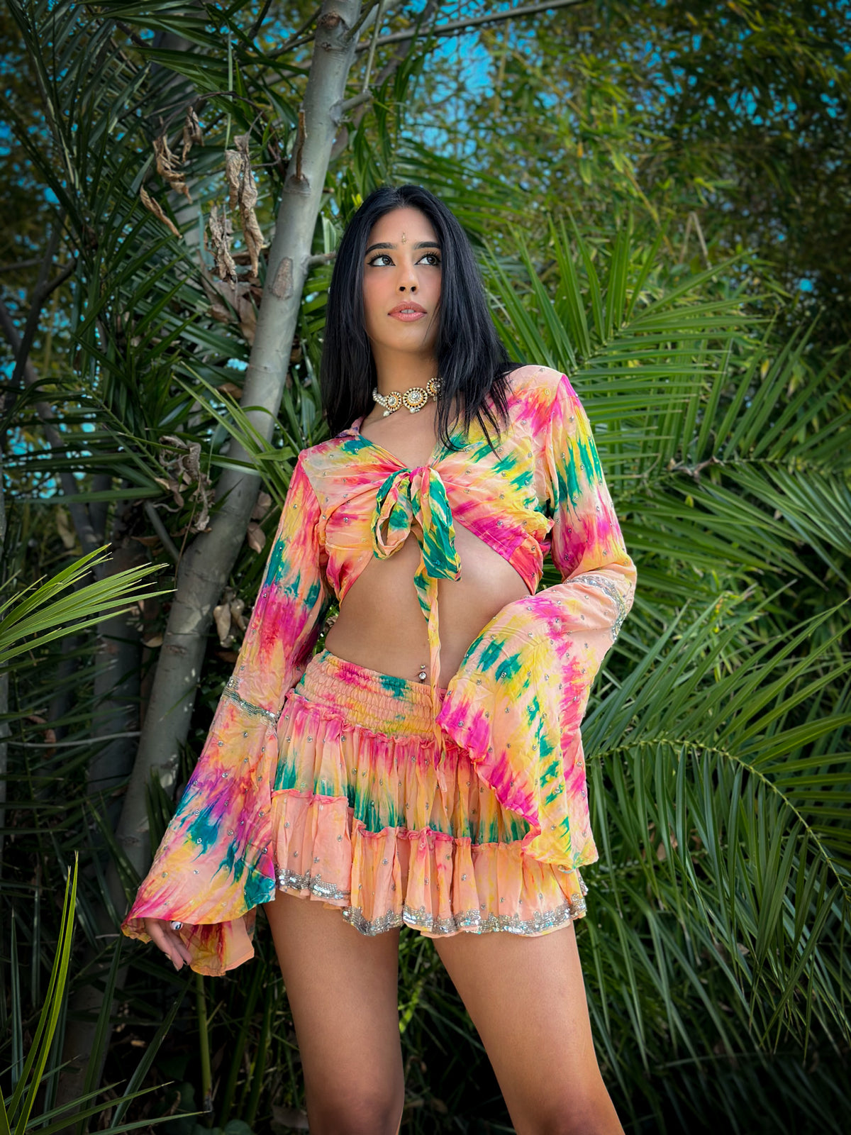 rainbow aura Micro Mini Gehr Skirt Set