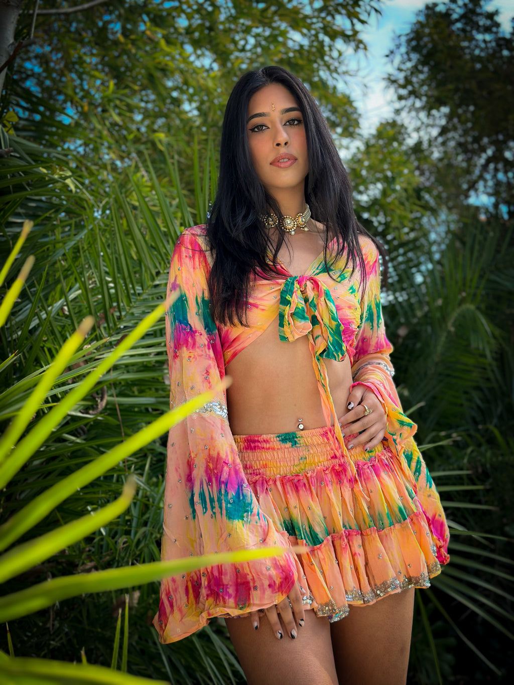 rainbow aura Micro Mini Gehr Skirt Set