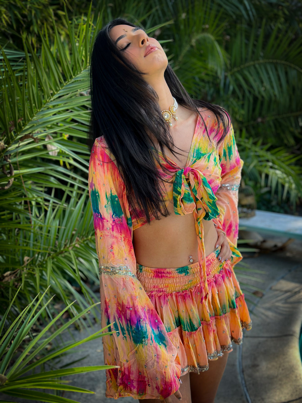 rainbow aura Micro Mini Gehr Skirt Set