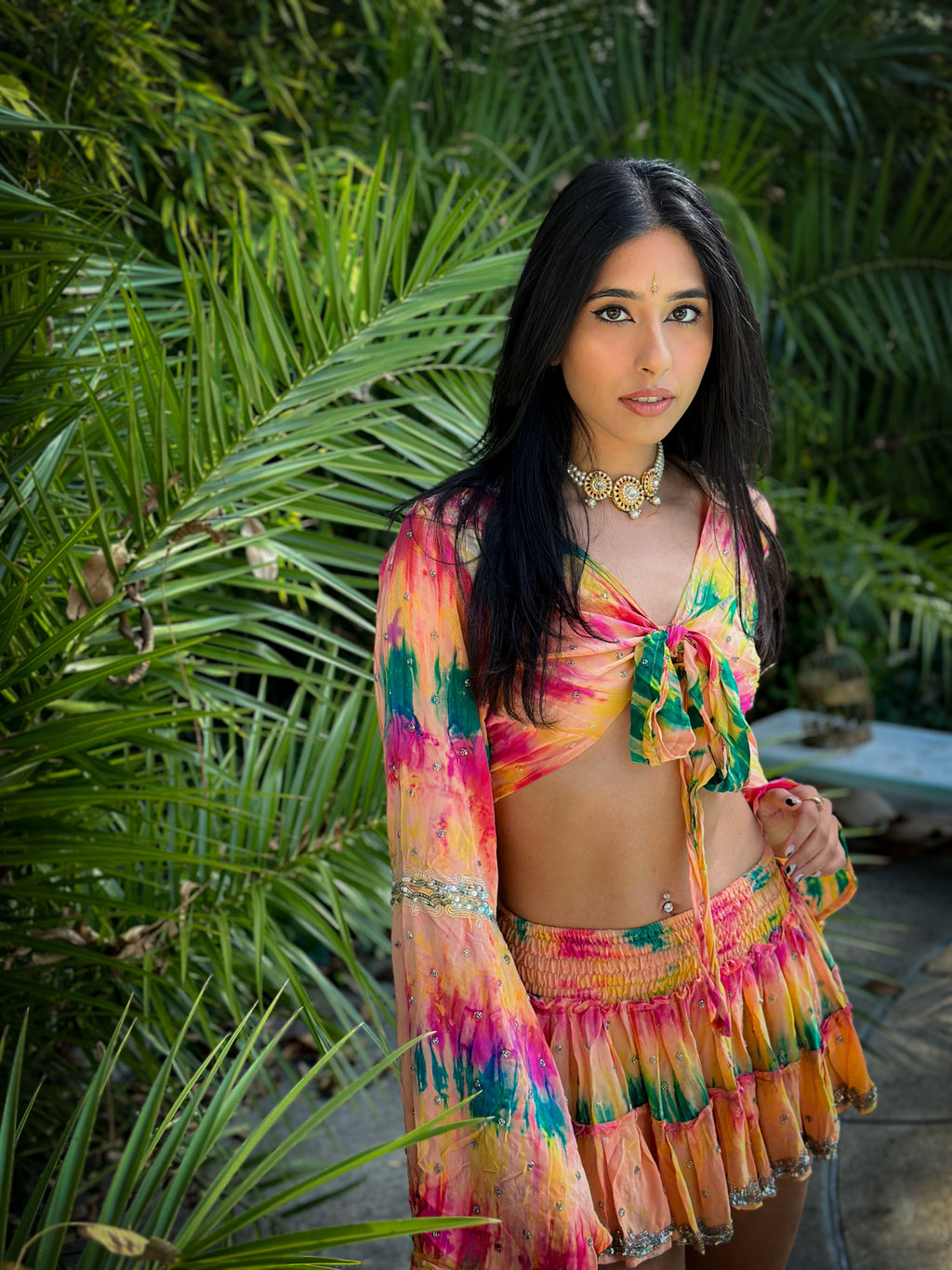 rainbow aura Micro Mini Gehr Skirt Set