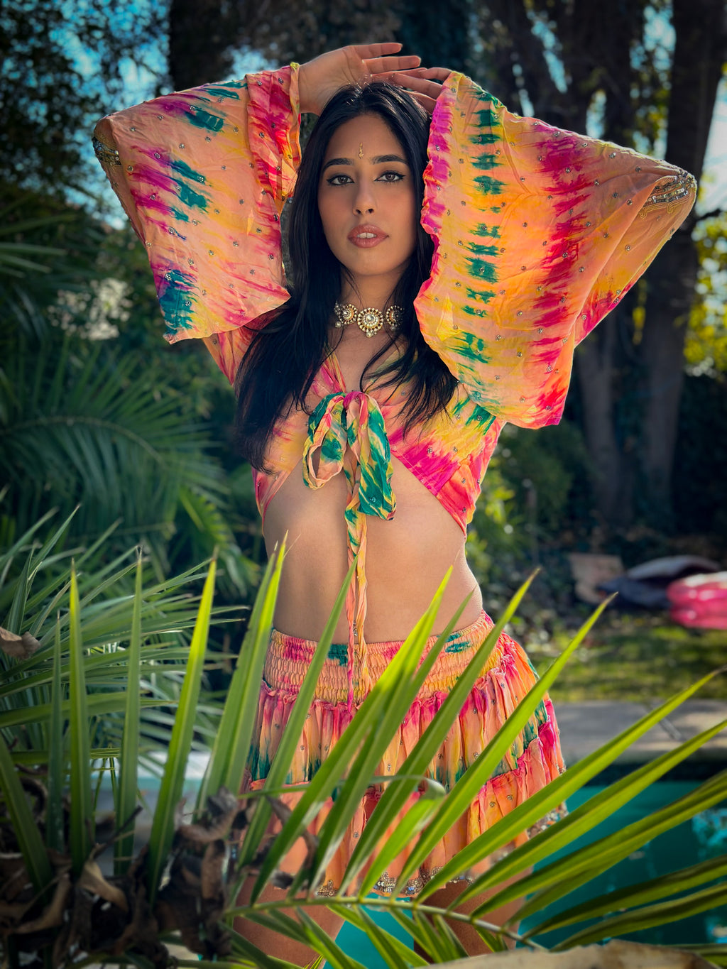 rainbow aura Micro Mini Gehr Skirt Set