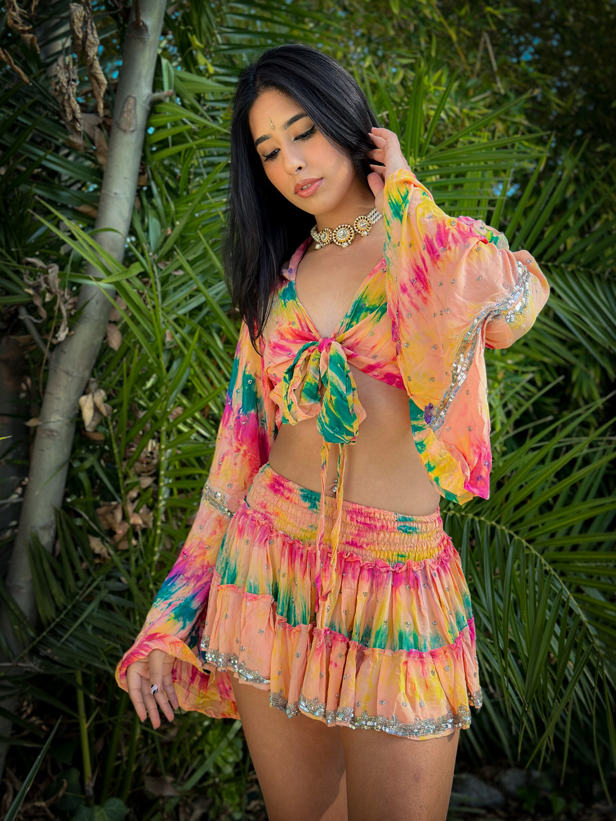rainbow aura Micro Mini Gehr Skirt Set