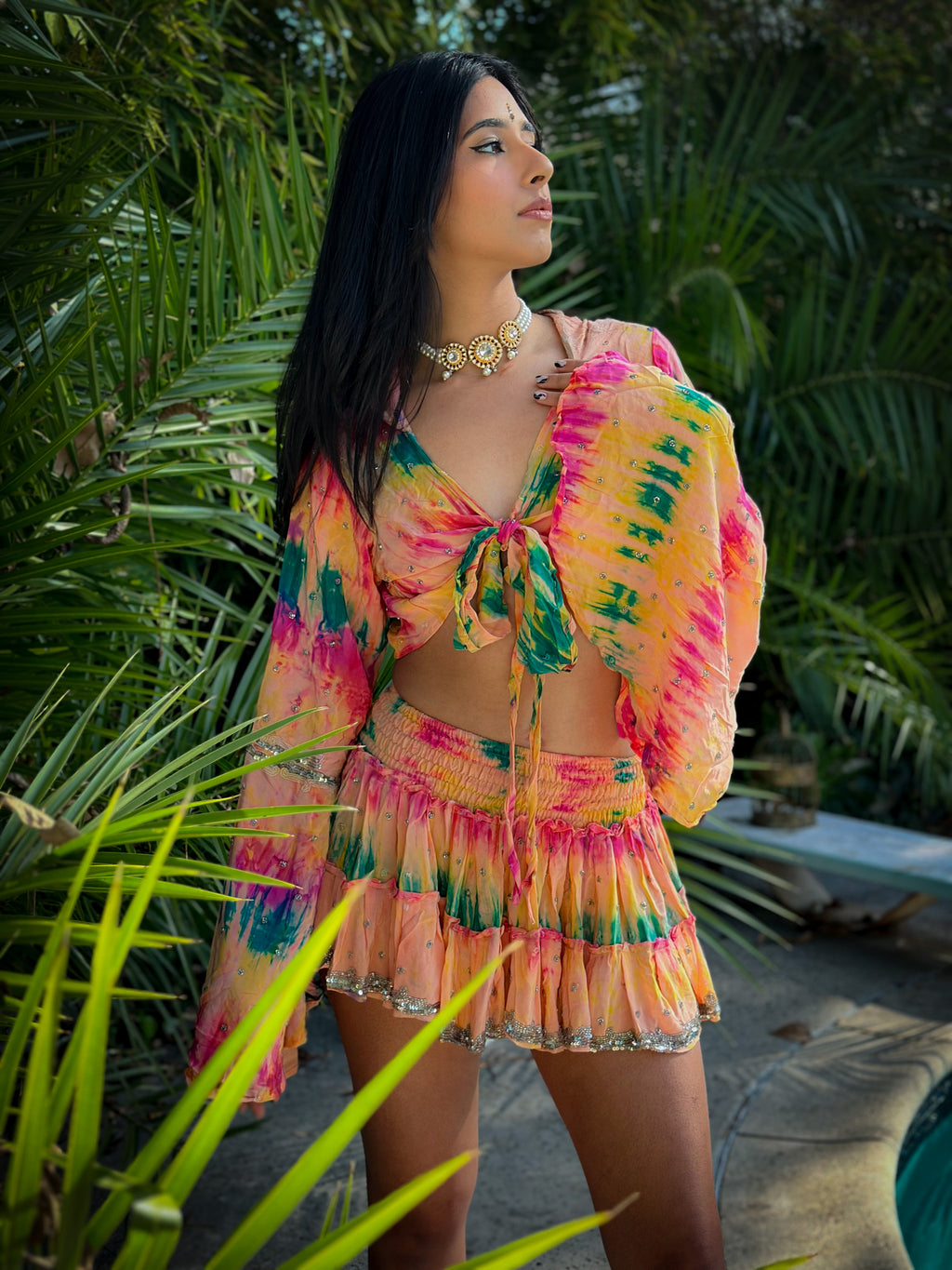 rainbow aura Micro Mini Gehr Skirt Set