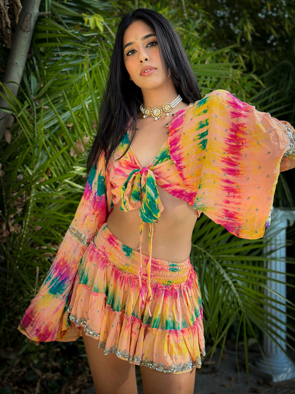 rainbow aura Micro Mini Gehr Skirt Set