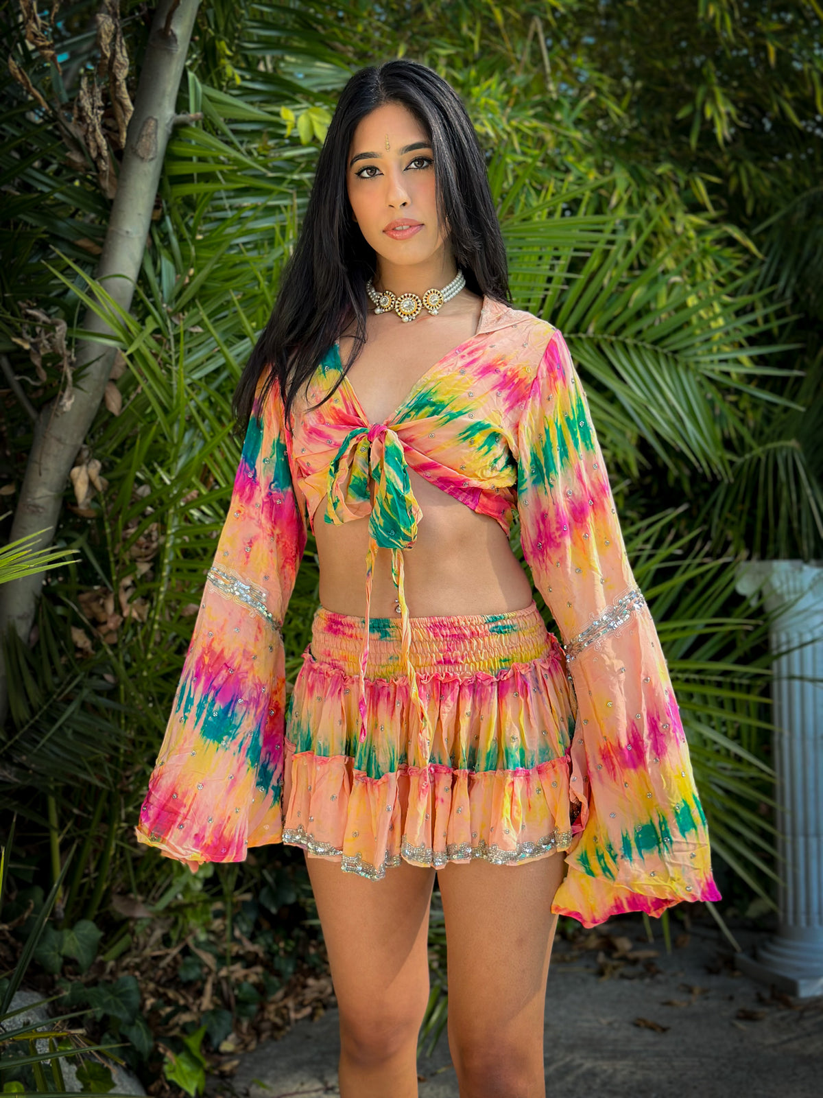 rainbow aura Micro Mini Gehr Skirt Set