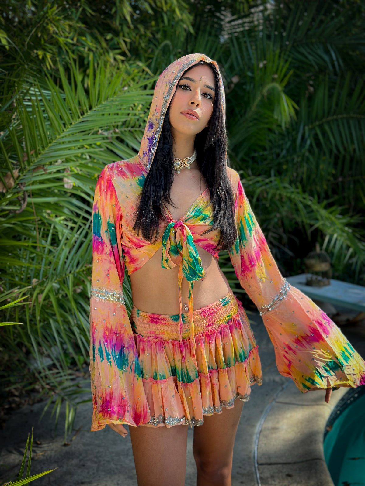 rainbow aura Micro Mini Gehr Skirt Set
