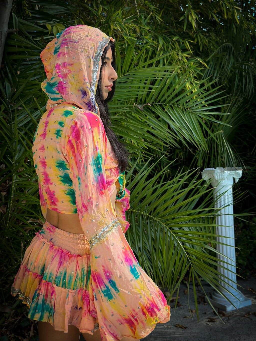 rainbow aura Micro Mini Gehr Skirt Set