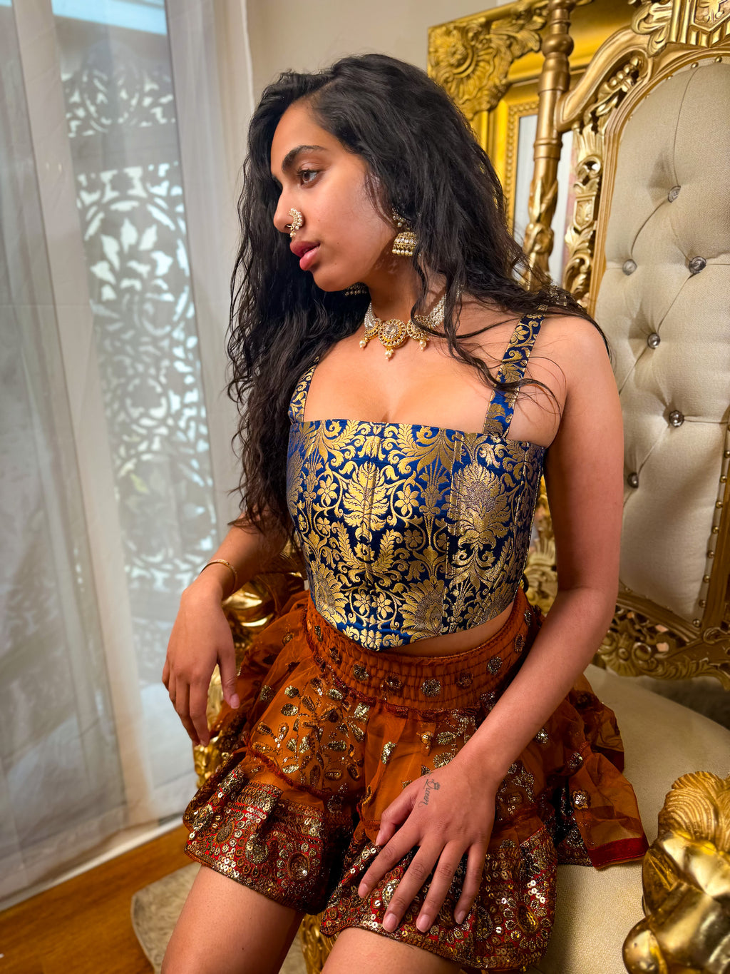 Midnight Mystic Golden Corset Top