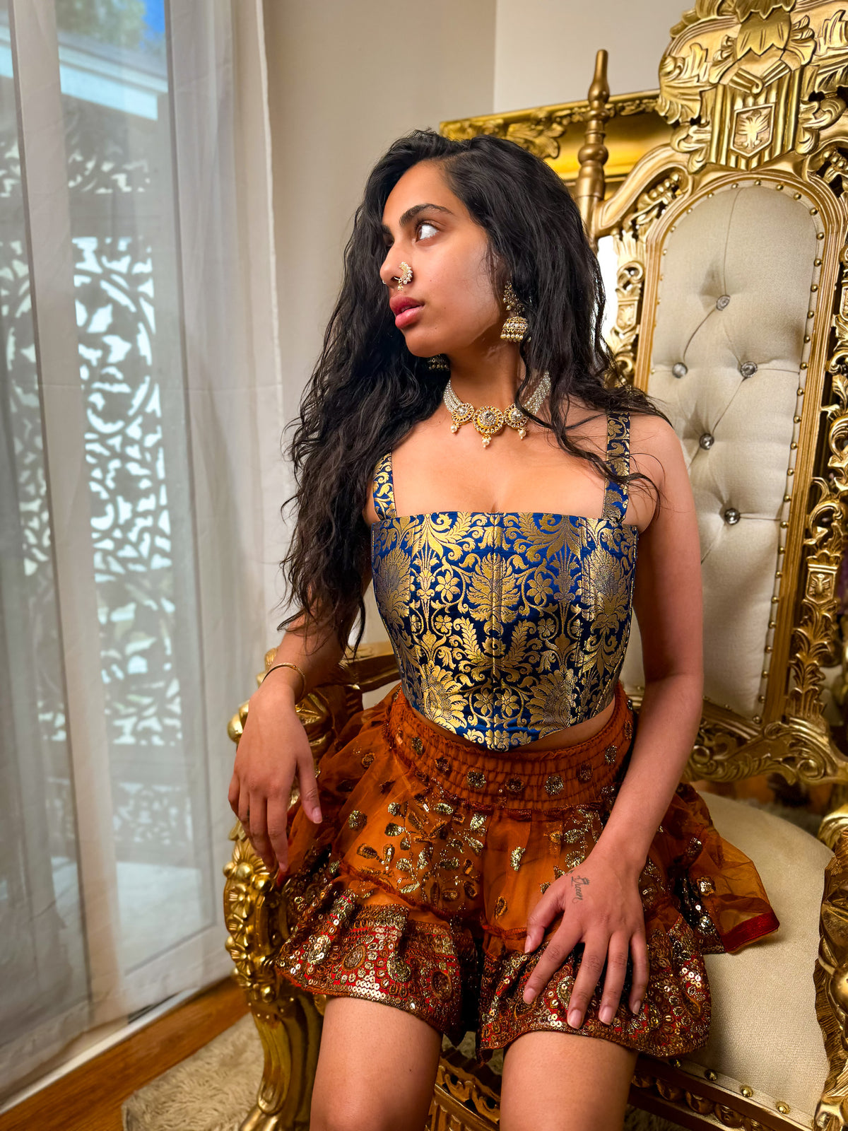 Midnight Mystic Golden Corset Top