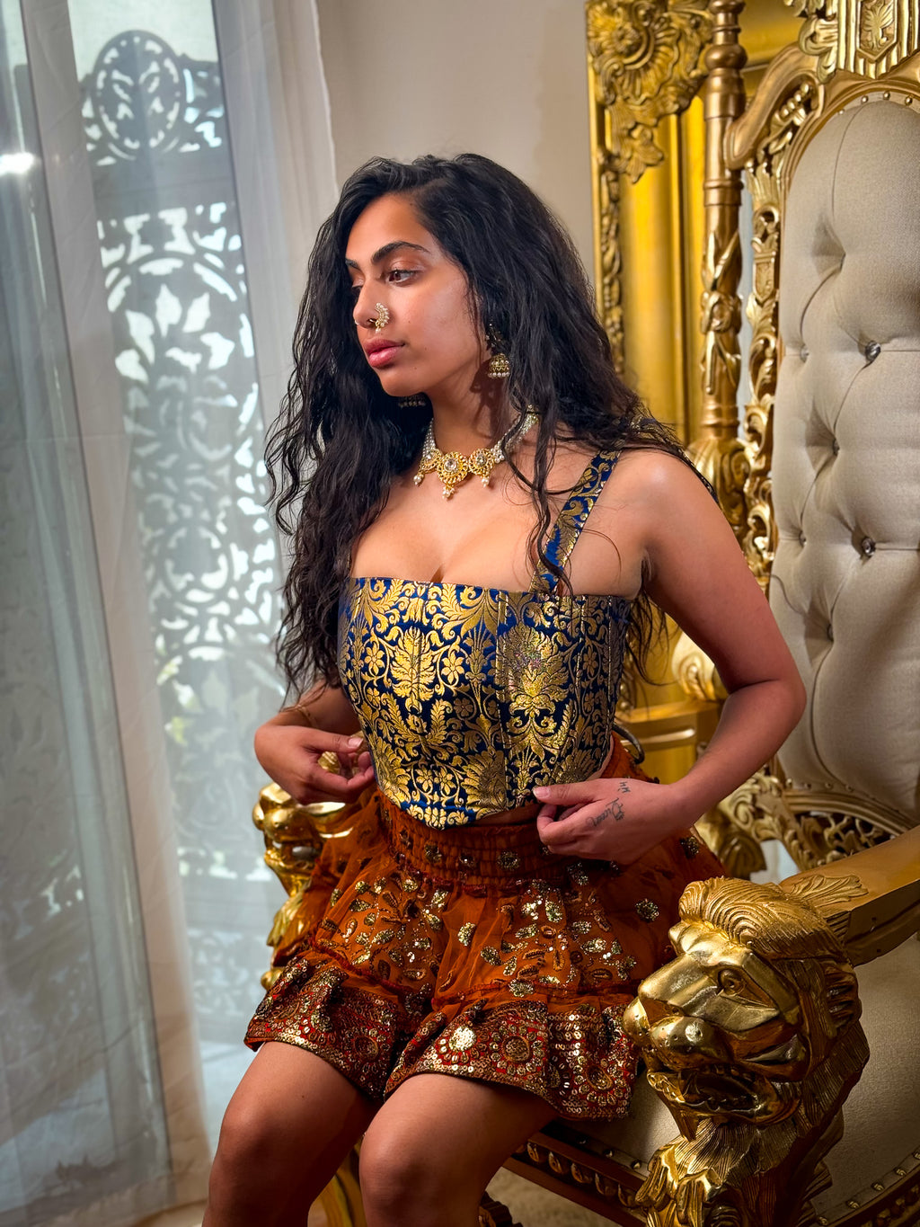 Midnight Mystic Golden Corset Top