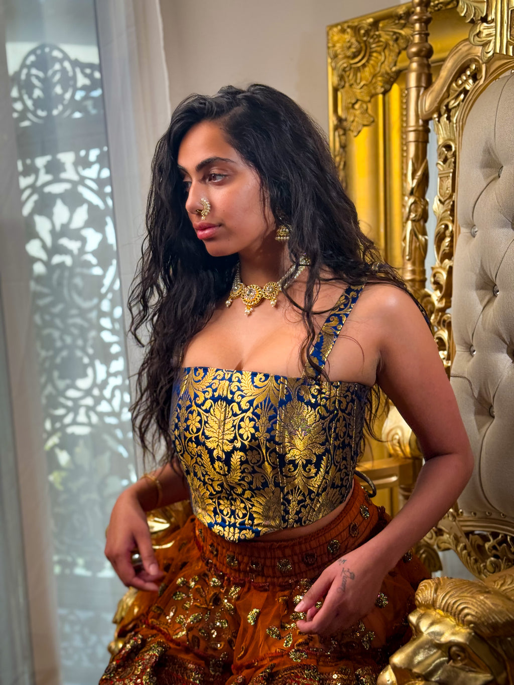 Midnight Mystic Golden Corset Top