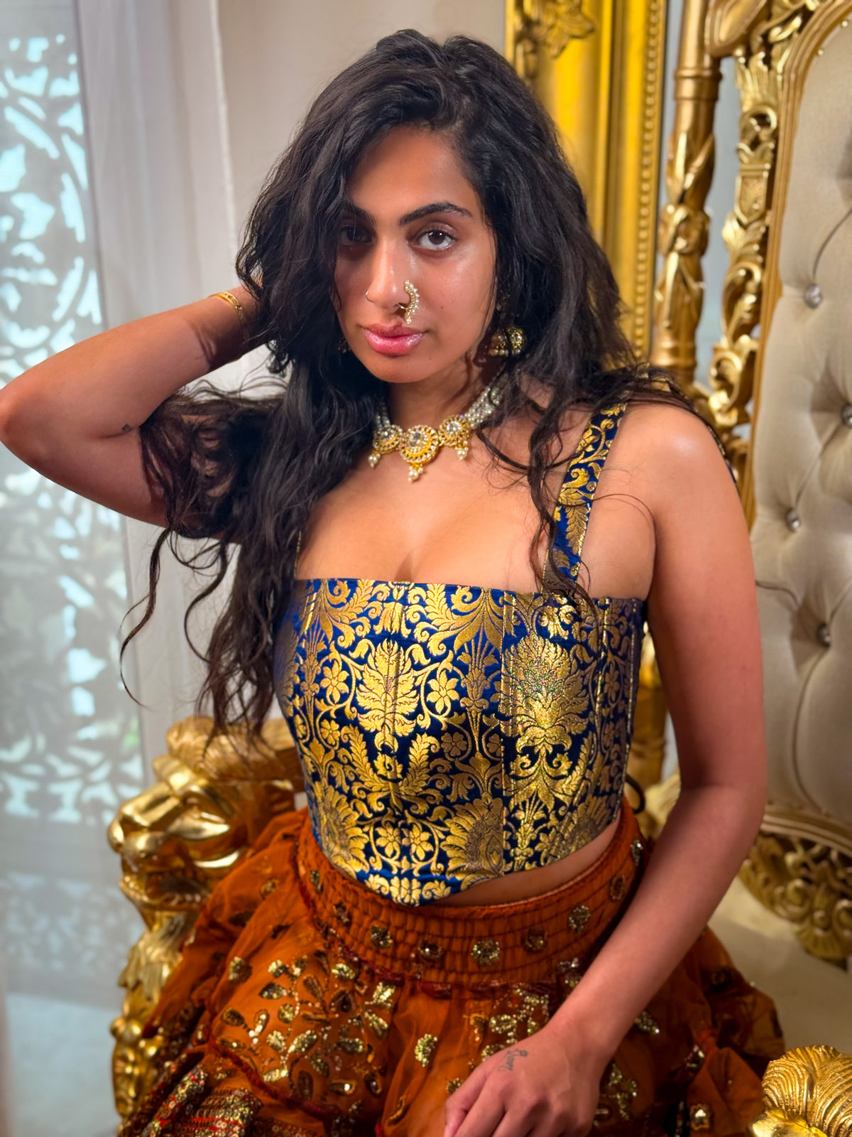 Midnight Mystic Golden Corset Top