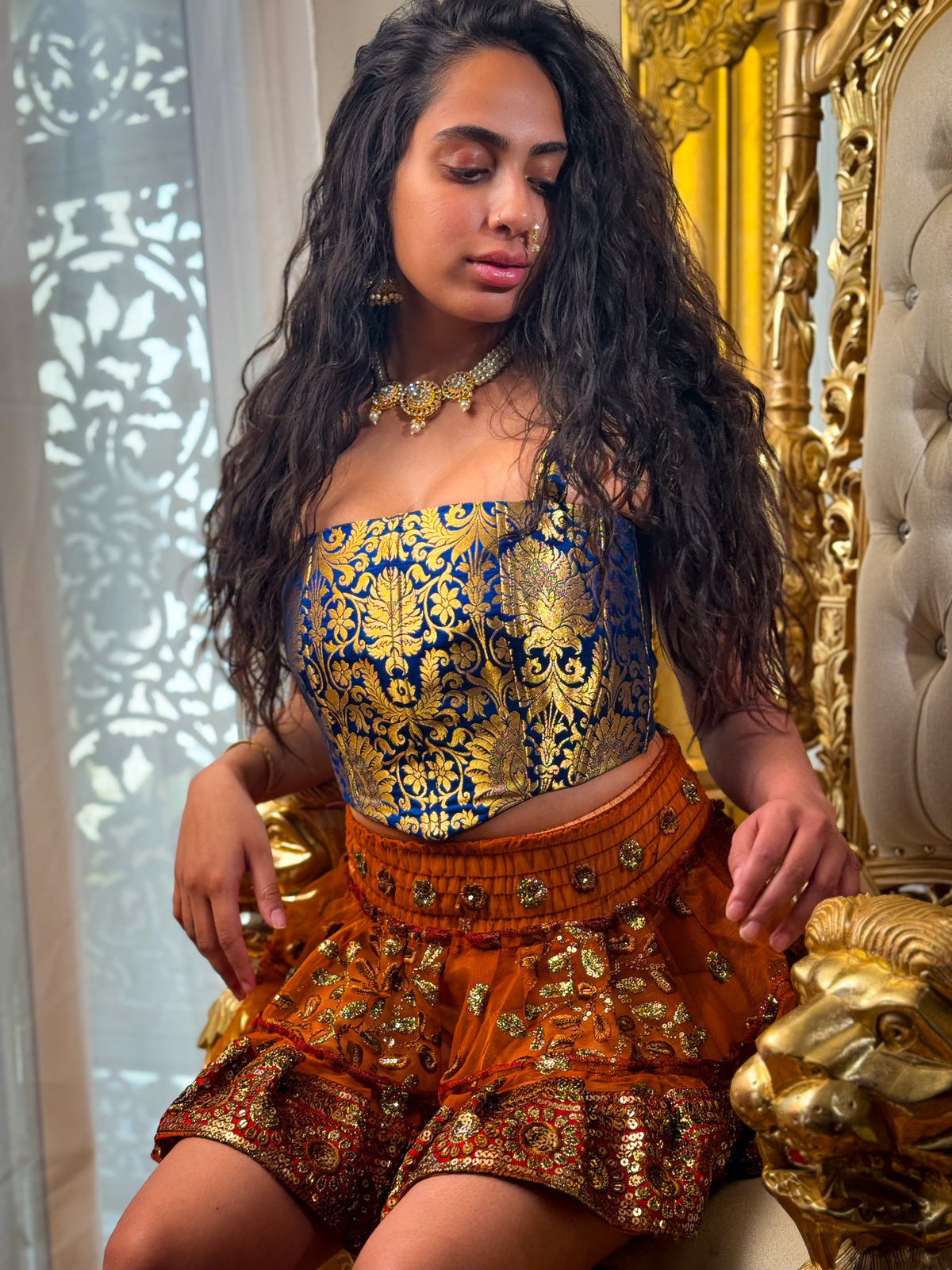 Midnight Mystic Golden Corset Top