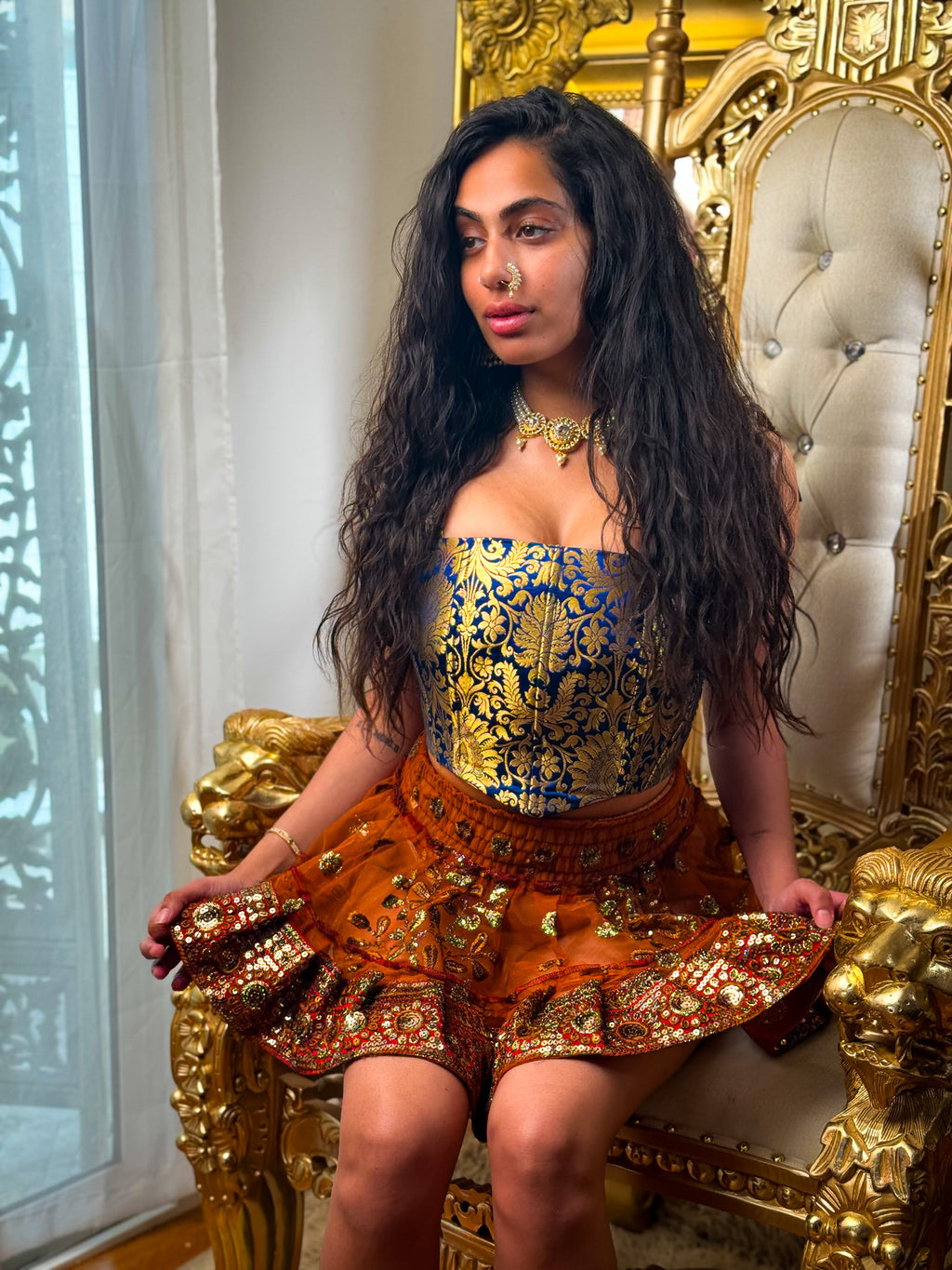 Midnight Mystic Golden Corset Top