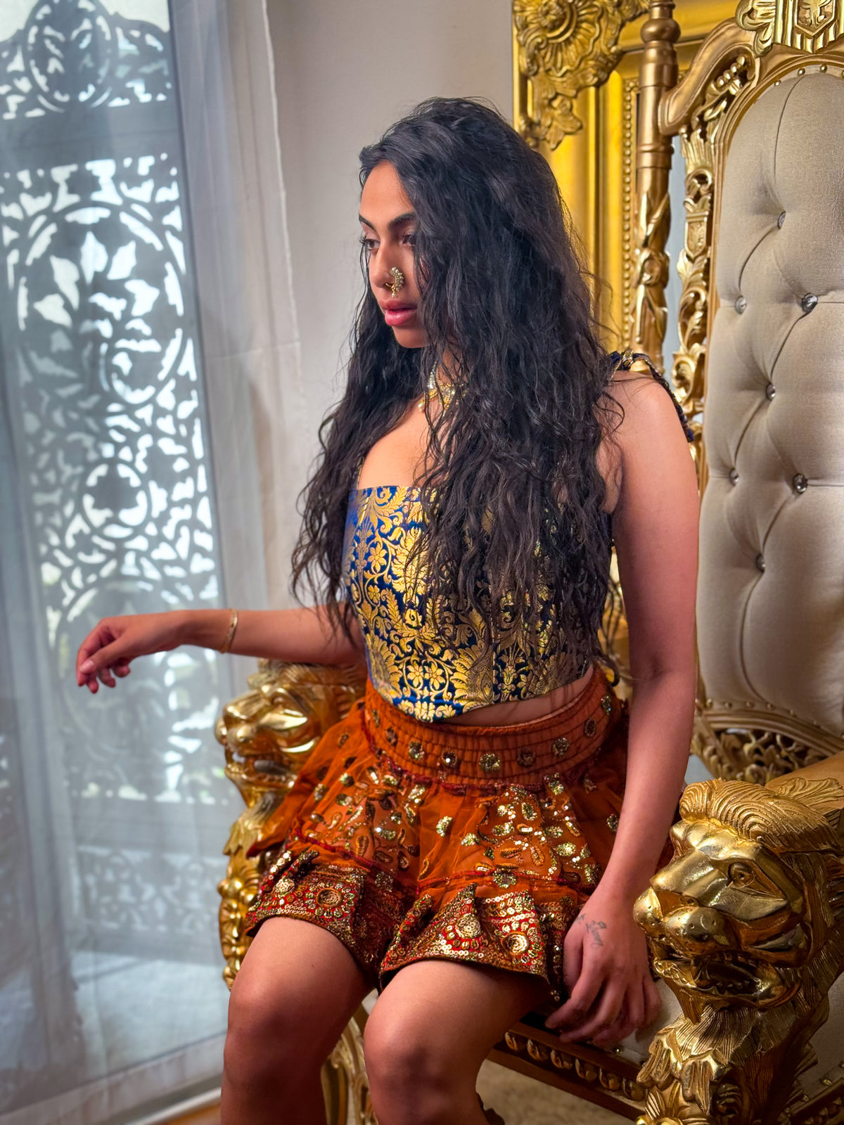 Midnight Mystic Golden Corset Top