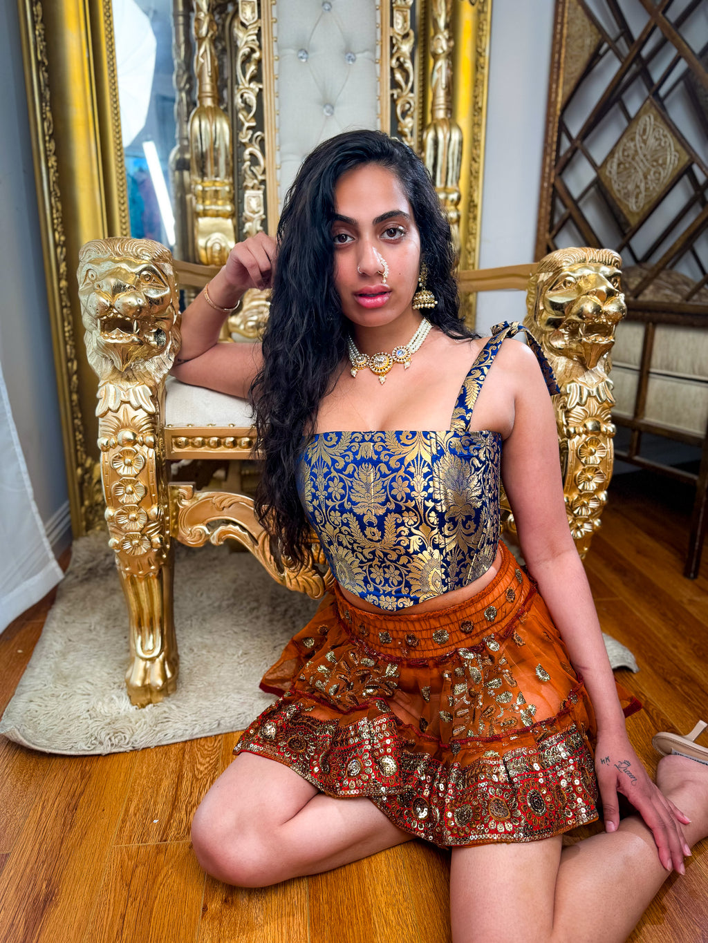 Midnight Mystic Golden Corset Top