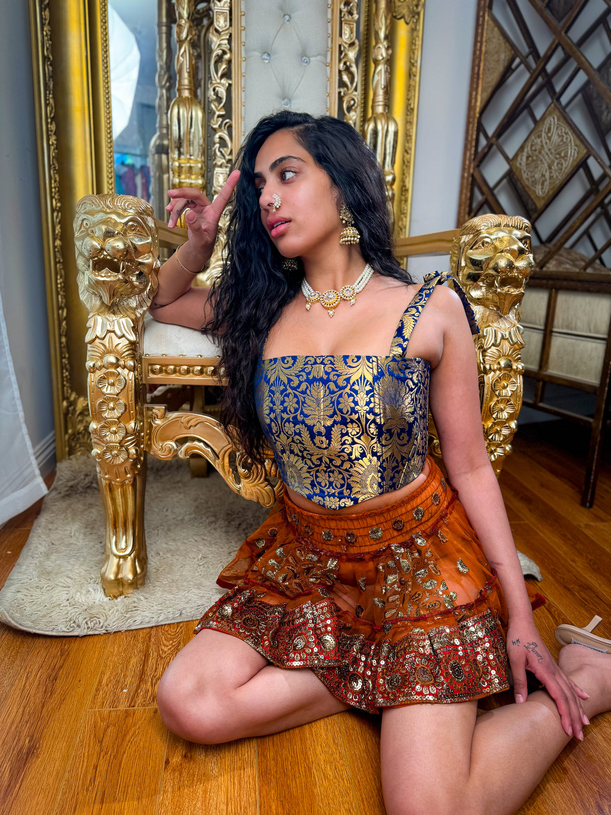 Midnight Mystic Golden Corset Top
