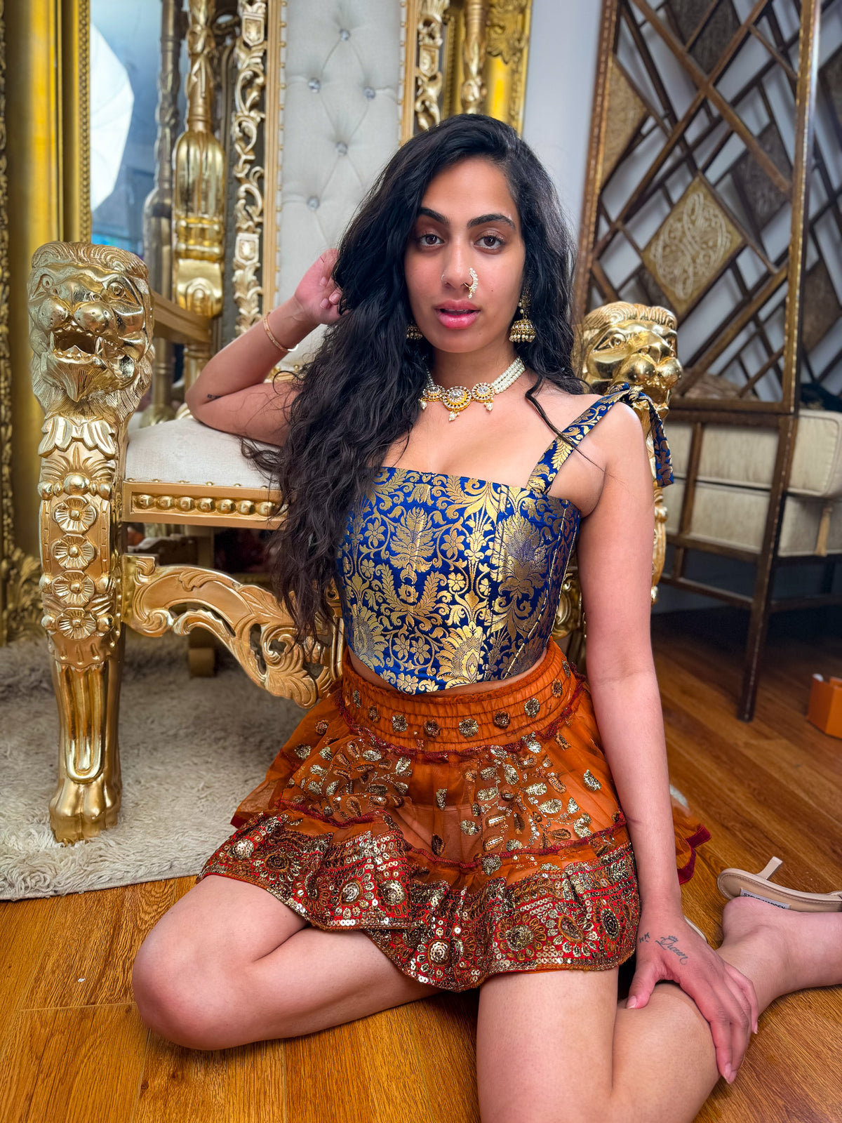 Midnight Mystic Golden Corset Top