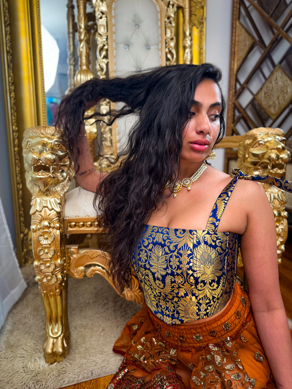 Midnight Mystic Golden Corset Top