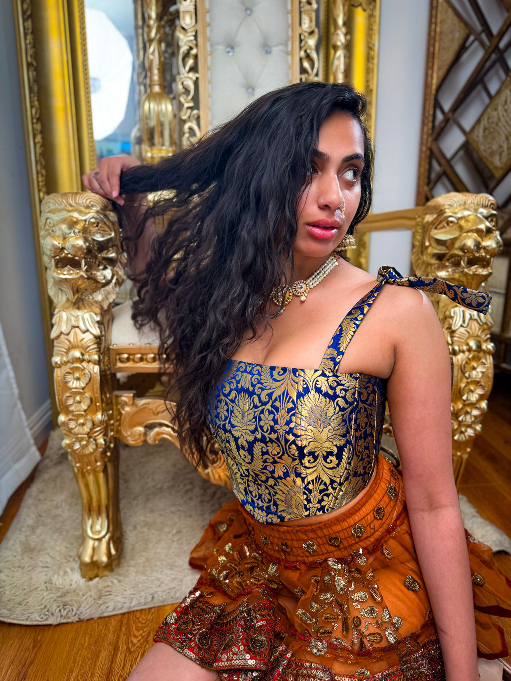 Midnight Mystic Golden Corset Top