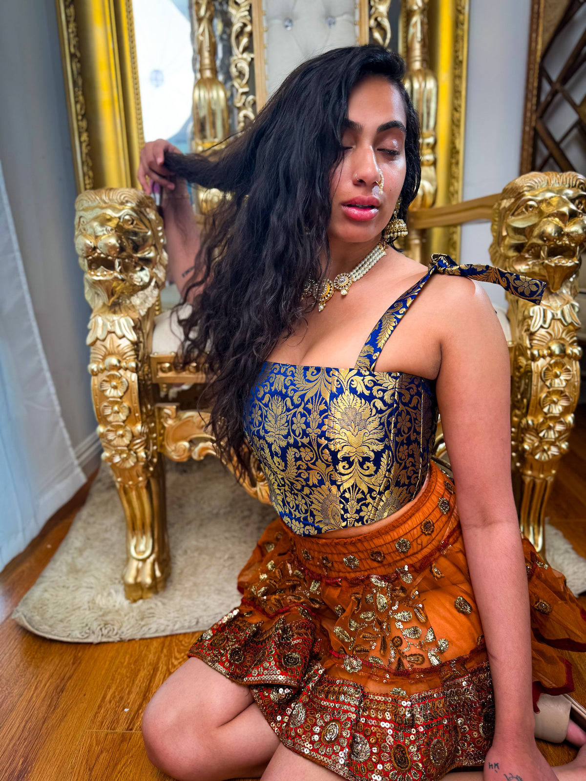 Midnight Mystic Golden Corset Top