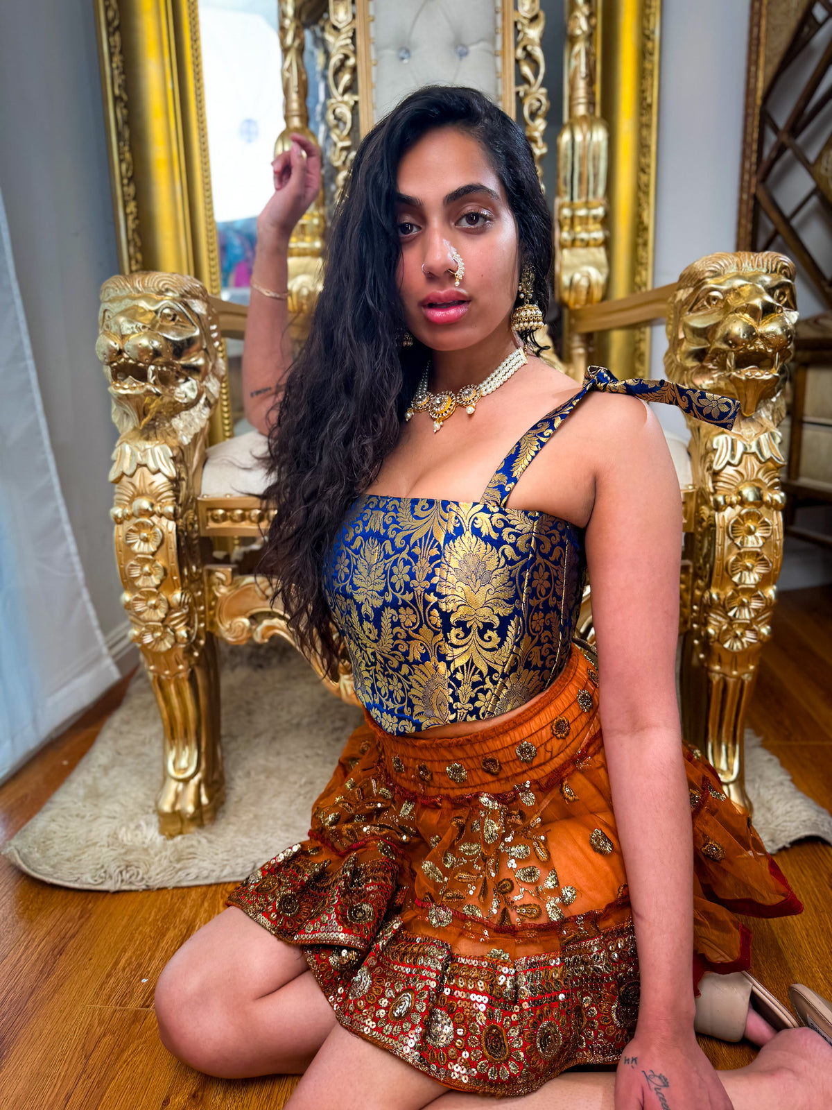Midnight Mystic Golden Corset Top