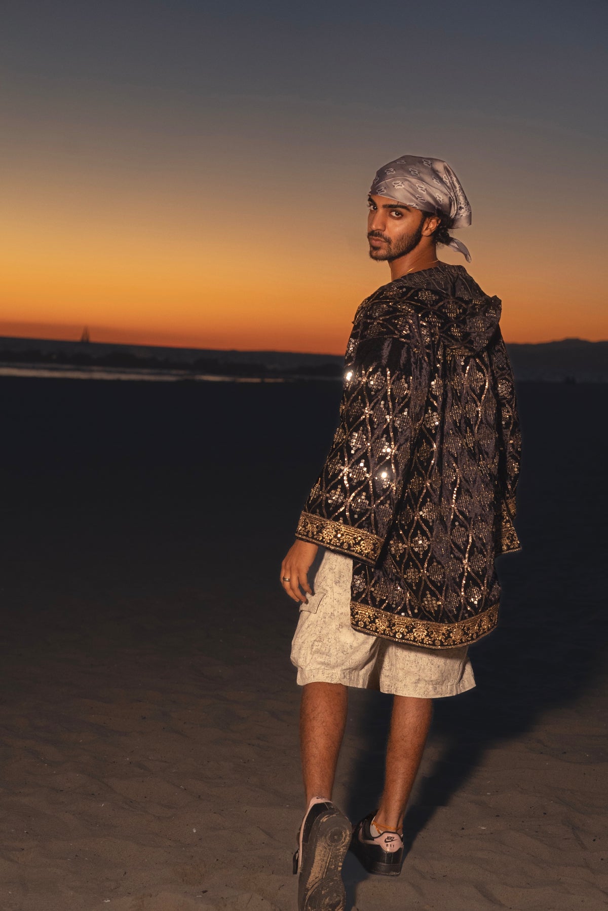 Black Lotus Velvet Hoodie Kimono