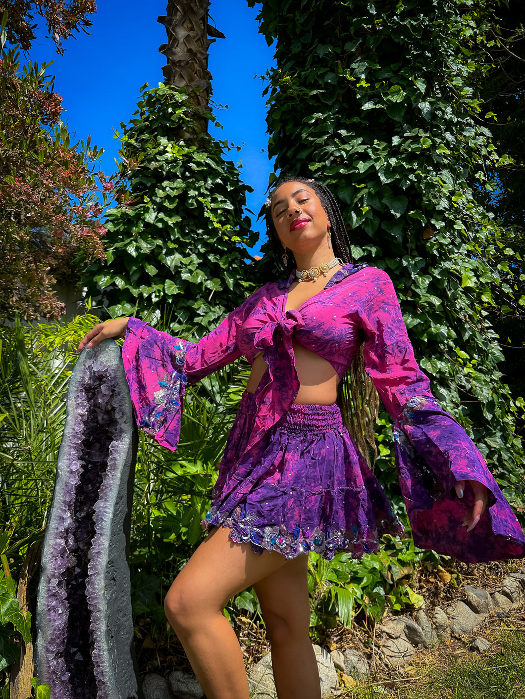 Cosmic Lilies Micro Mini Skirt Set