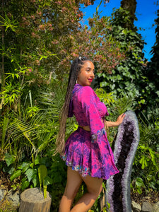 Cosmic Lilies Micro Mini Skirt Set