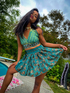 Golden Jasmine Paisley Micro Mini Skirt Set