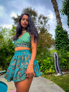 Golden Jasmine Paisley Micro Mini Skirt Set
