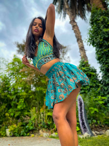 Golden Jasmine Paisley Micro Mini Skirt Set